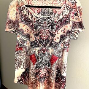 No tag Tee XL 100% soft polyester round neck paisley design with sparkling  💎